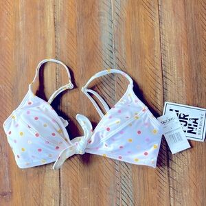 California Sunshine Bikini Top Polka Dot New Large NWT